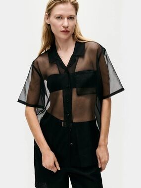 Silk Laundry Organza Camp Shirt